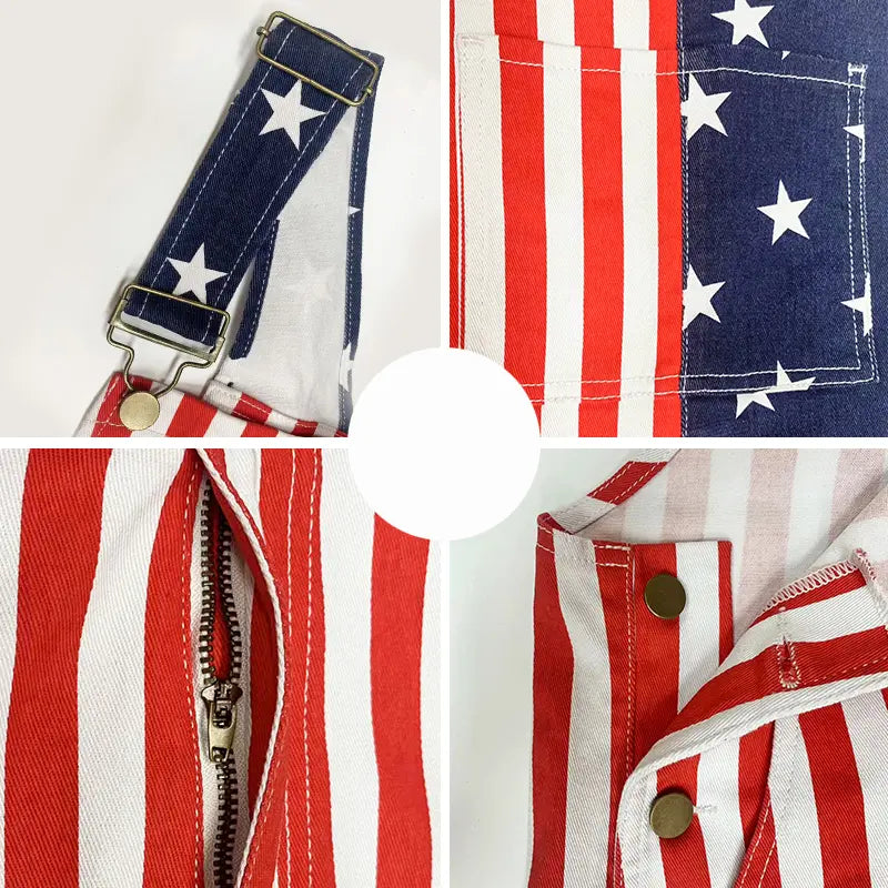 4th of July 250th Anniversary American Flag Overalls