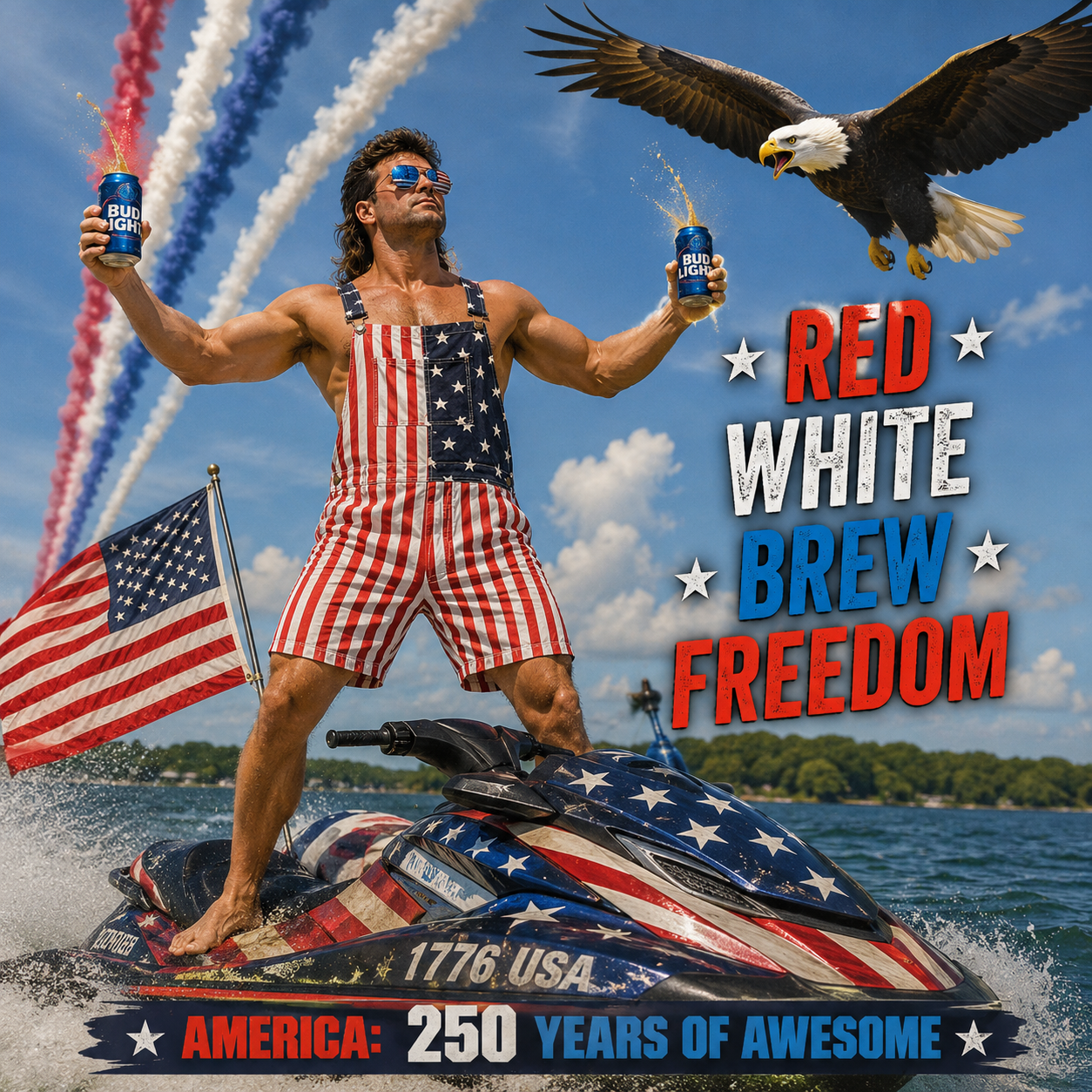 4th of July 250th Anniversary American Flag Overalls