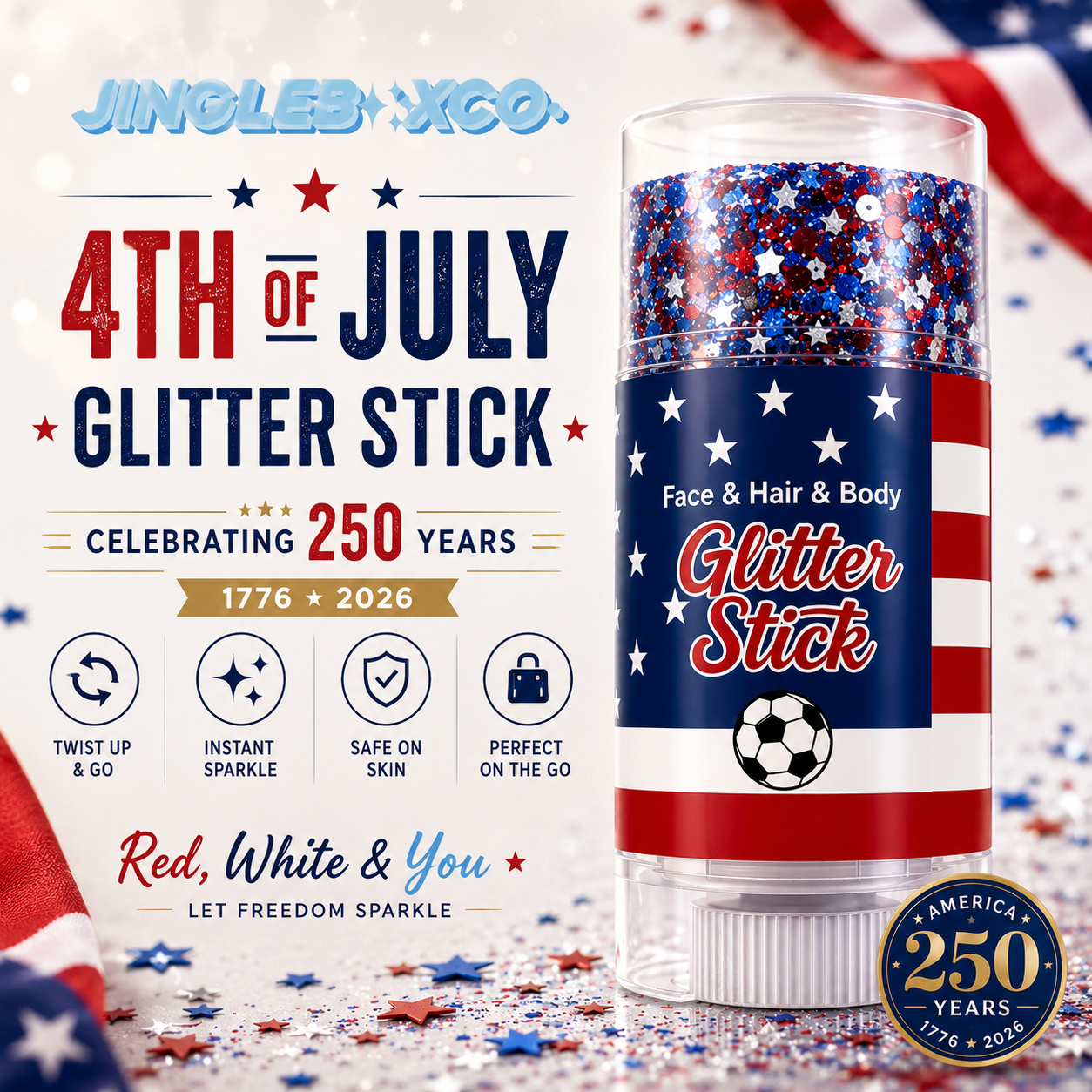 4th Of July Star Glitter Stick